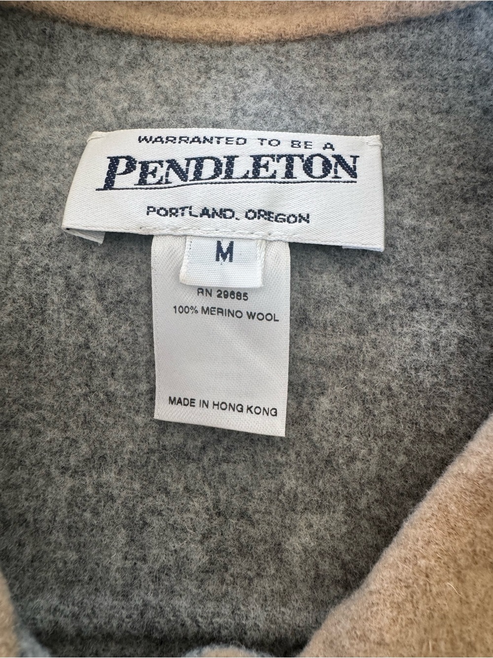 Pendleton Vintage Reversible Tan & Gray Merino Wool Button Up Sweater Jacket - Picture 6 of 7